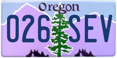 OR license plate 026SEV