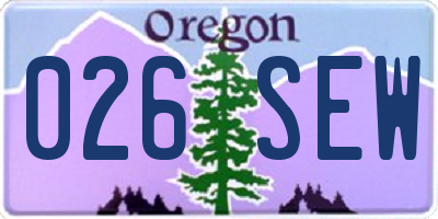 OR license plate 026SEW