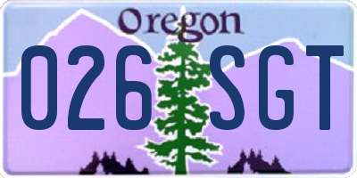 OR license plate 026SGT