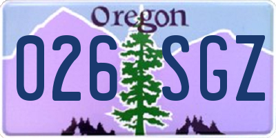 OR license plate 026SGZ