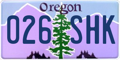 OR license plate 026SHK