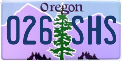 OR license plate 026SHS