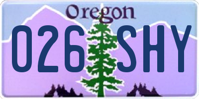 OR license plate 026SHY