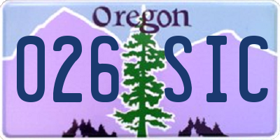 OR license plate 026SIC