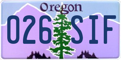 OR license plate 026SIF