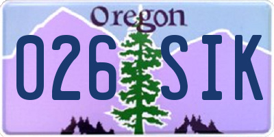 OR license plate 026SIK