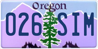 OR license plate 026SIM