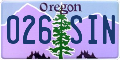 OR license plate 026SIN