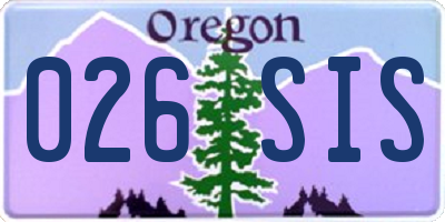 OR license plate 026SIS