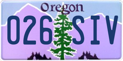 OR license plate 026SIV