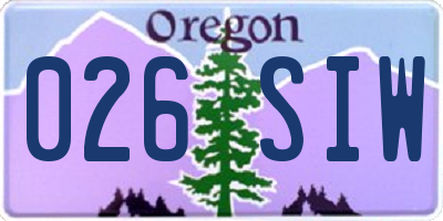 OR license plate 026SIW