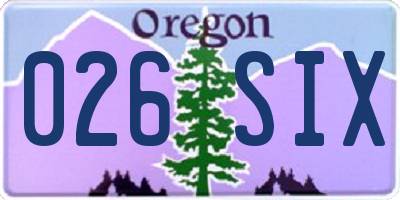 OR license plate 026SIX