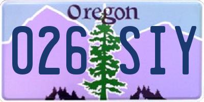 OR license plate 026SIY