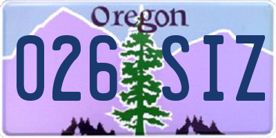 OR license plate 026SIZ