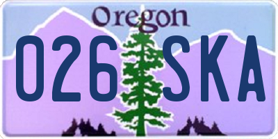 OR license plate 026SKA