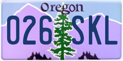 OR license plate 026SKL
