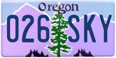 OR license plate 026SKY