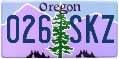 OR license plate 026SKZ