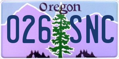 OR license plate 026SNC