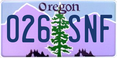 OR license plate 026SNF