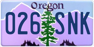 OR license plate 026SNK