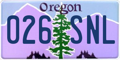OR license plate 026SNL