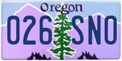 OR license plate 026SNO