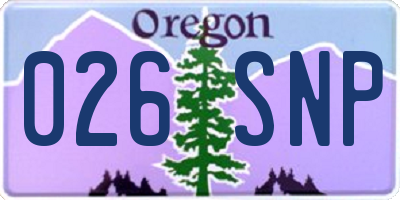 OR license plate 026SNP