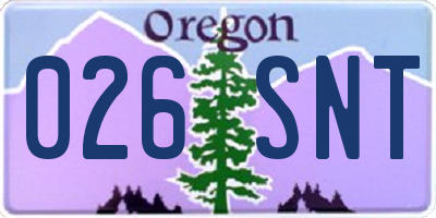 OR license plate 026SNT