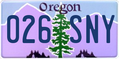 OR license plate 026SNY