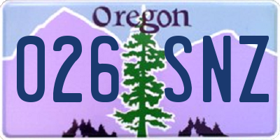 OR license plate 026SNZ