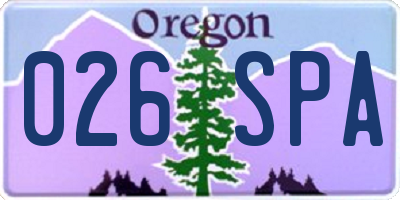 OR license plate 026SPA