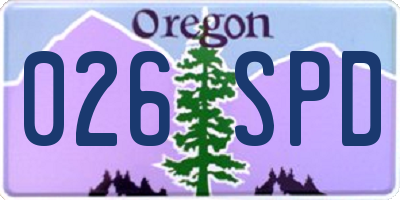 OR license plate 026SPD