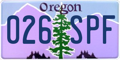 OR license plate 026SPF