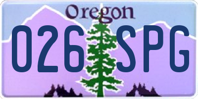OR license plate 026SPG