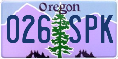 OR license plate 026SPK