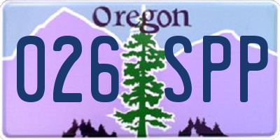 OR license plate 026SPP