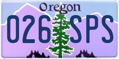 OR license plate 026SPS