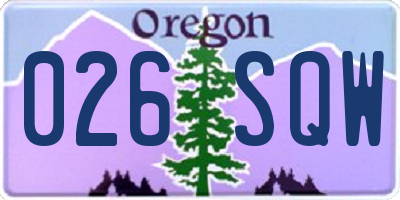 OR license plate 026SQW