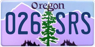 OR license plate 026SRS