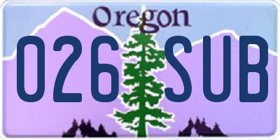 OR license plate 026SUB