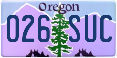 OR license plate 026SUC