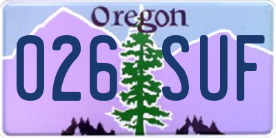 OR license plate 026SUF