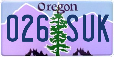 OR license plate 026SUK