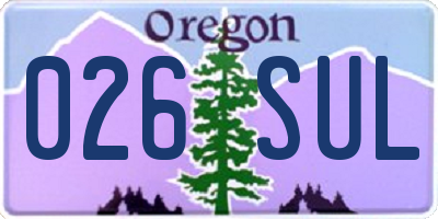 OR license plate 026SUL