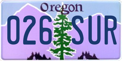 OR license plate 026SUR