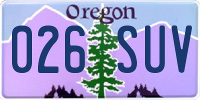 OR license plate 026SUV