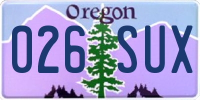 OR license plate 026SUX