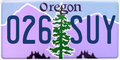 OR license plate 026SUY