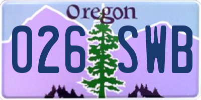 OR license plate 026SWB
